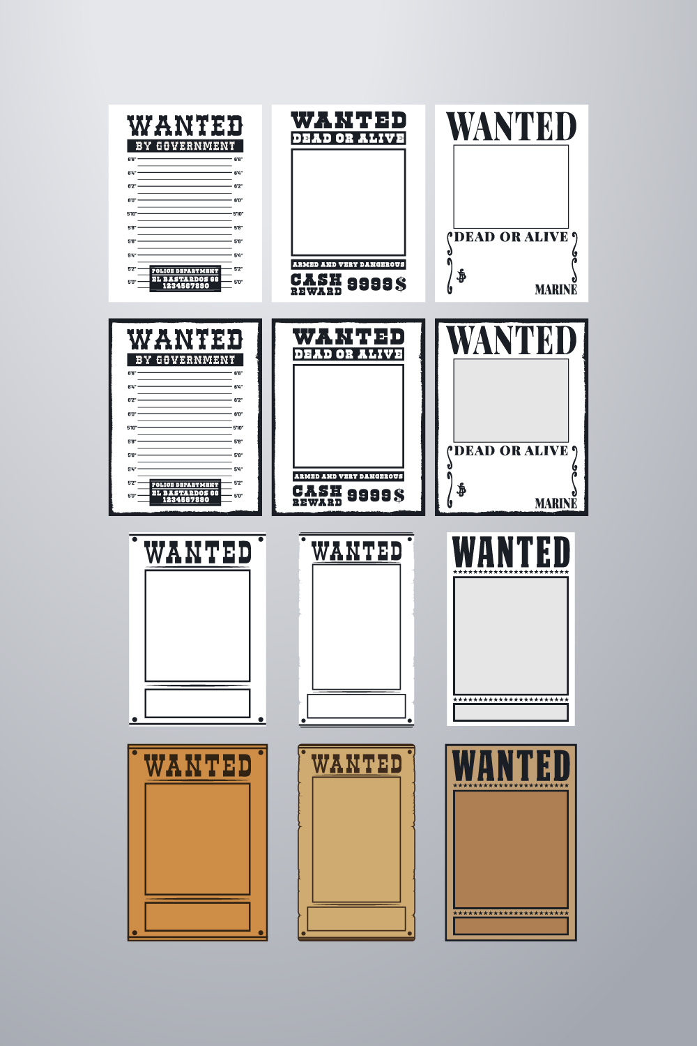 12 Wanted Poster Template Collection pinterest preview image.