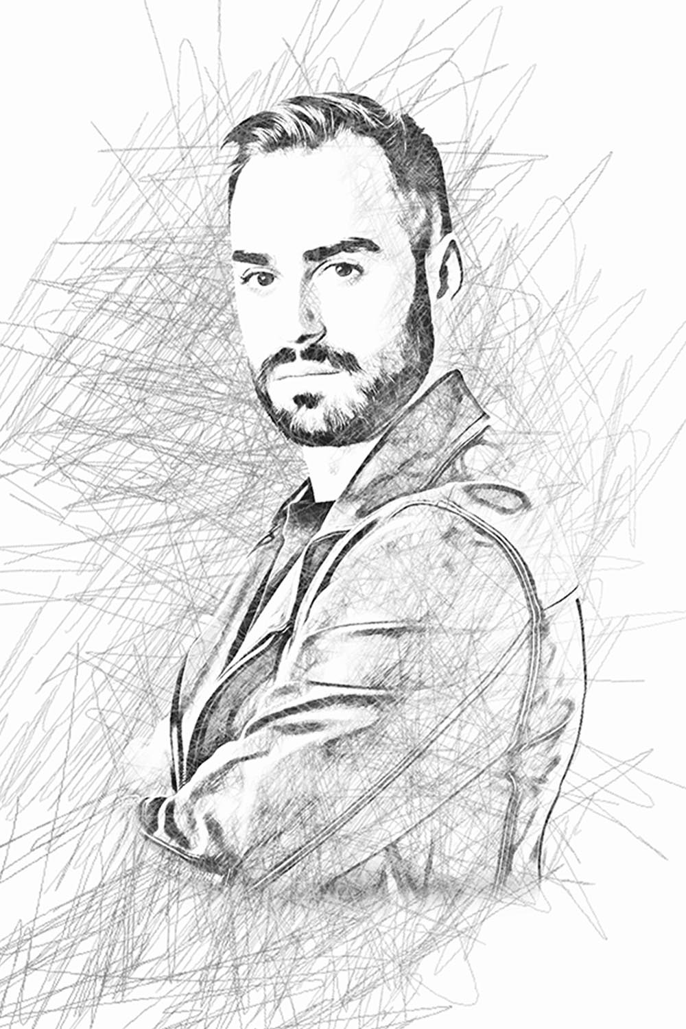 Sketch Portrait Art Photoshop Action pinterest preview image.