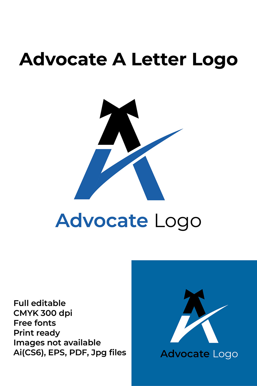 Advocate A letter logo pinterest preview image.