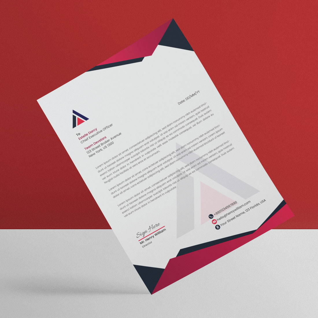 Modern and Creative Letterhead Design Template preview image.