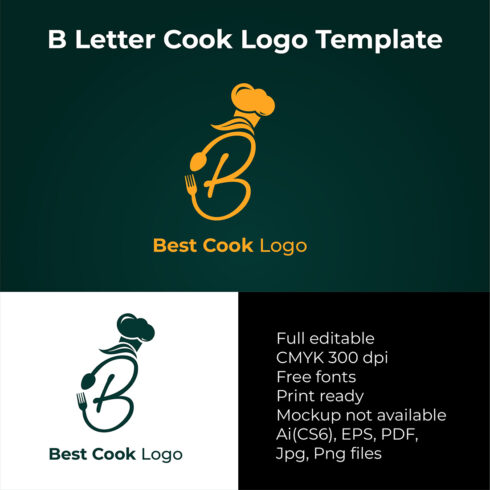 B Letter Cook Logo Template cover image.