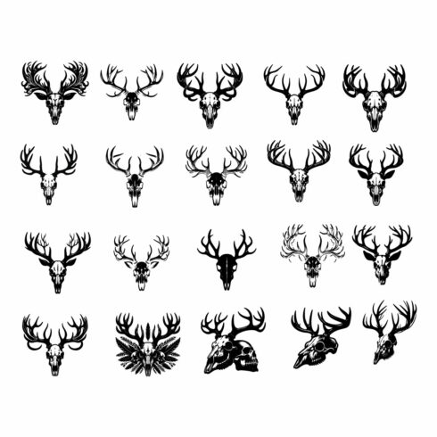 Deer skull vector silhouette illustrations cover image.