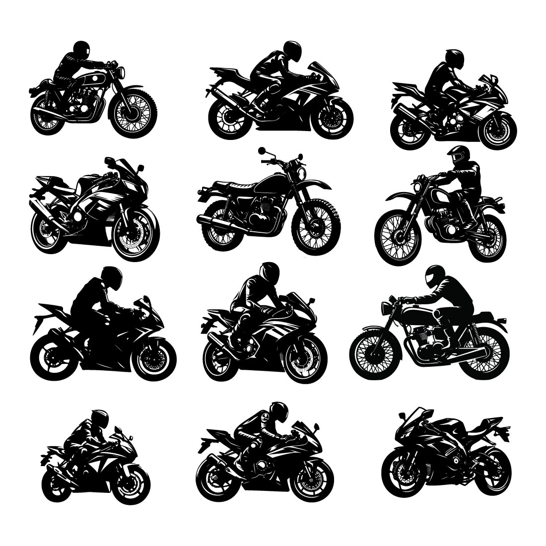 Motorbike vector silhouette preview image.