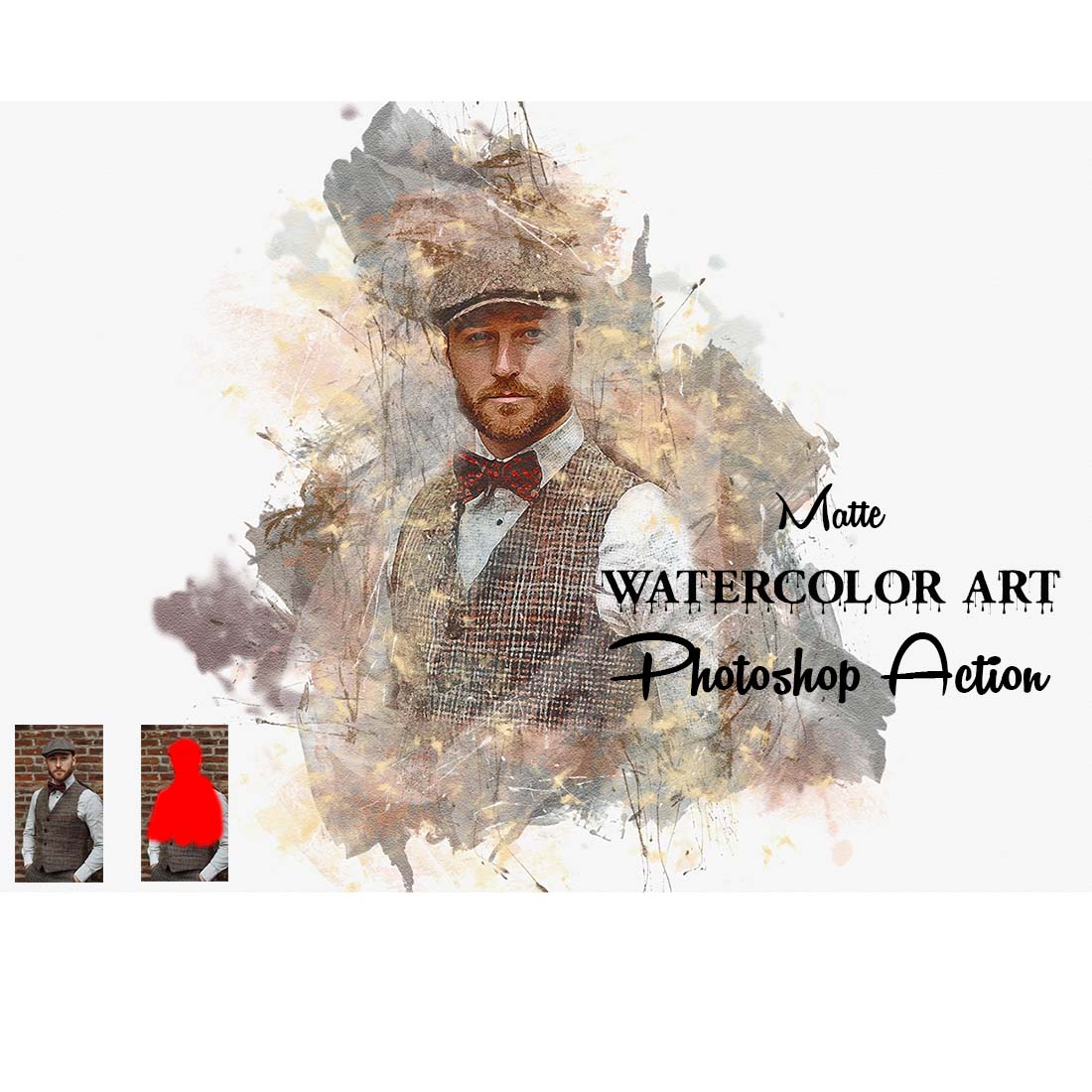 Matte Watercolor Art Photoshop Action cover image.