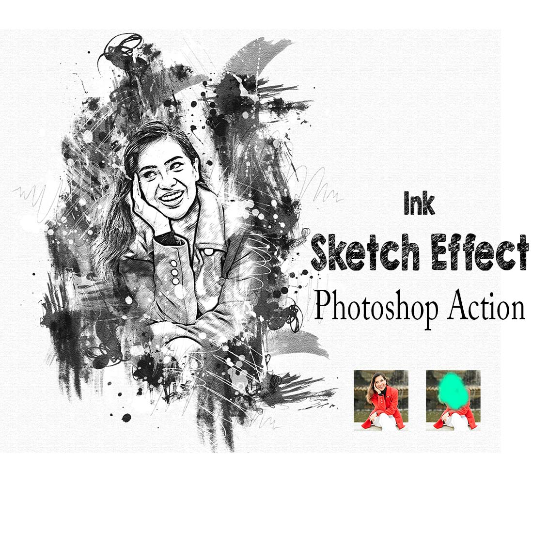 Ink Sketch Effect Photoshop Action cover image.