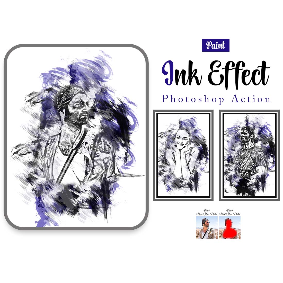 Paint Ink Effect Photoshop Action cover image.