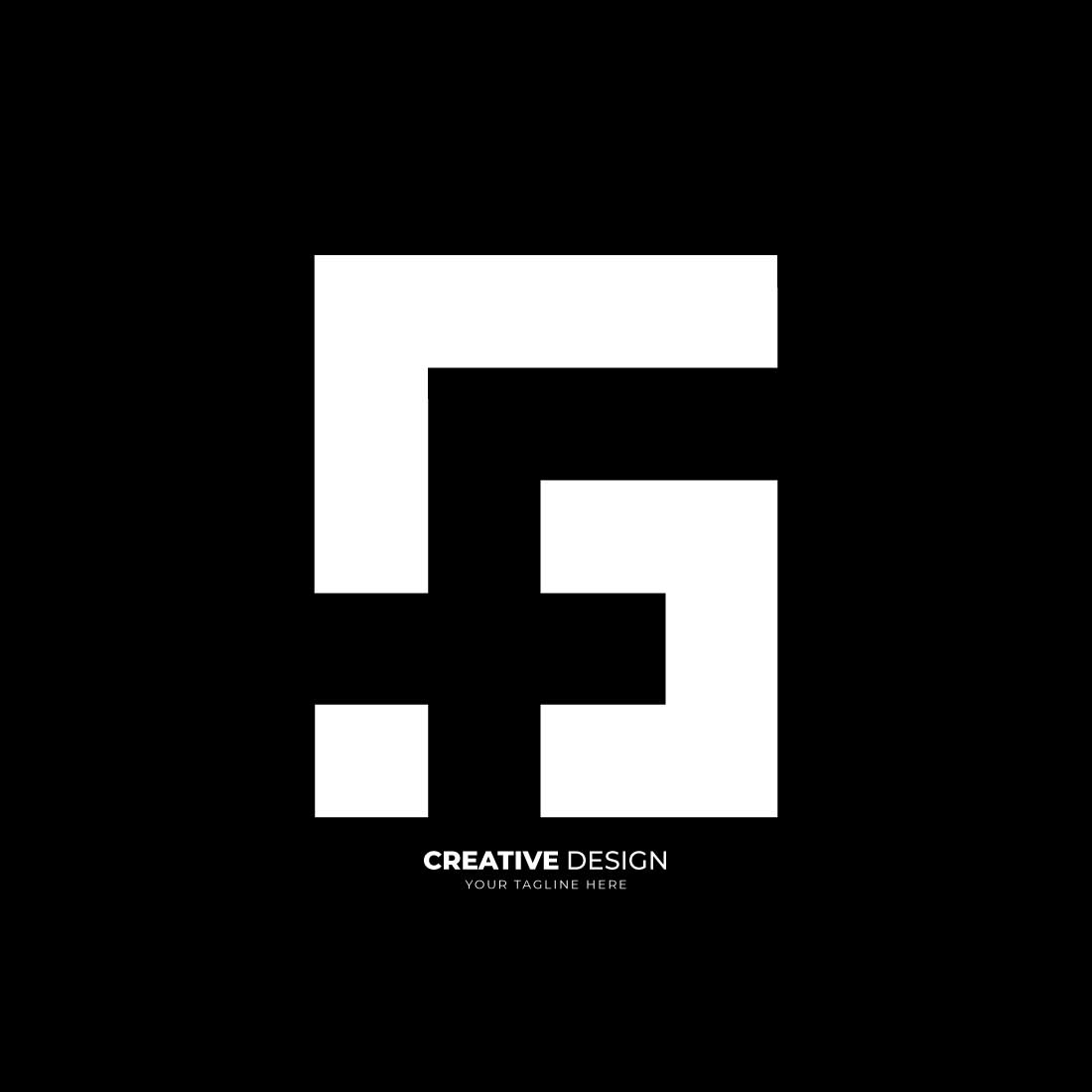 Letter design S G F negative space branding icon logo preview image.