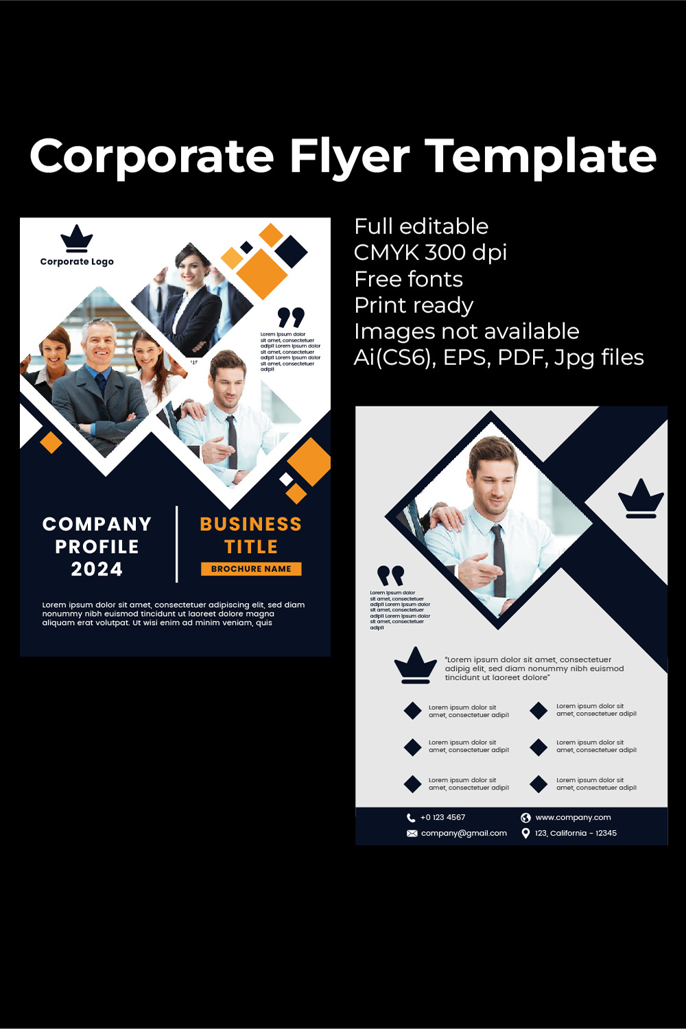 Creative Corporate Flyer Template pinterest preview image.