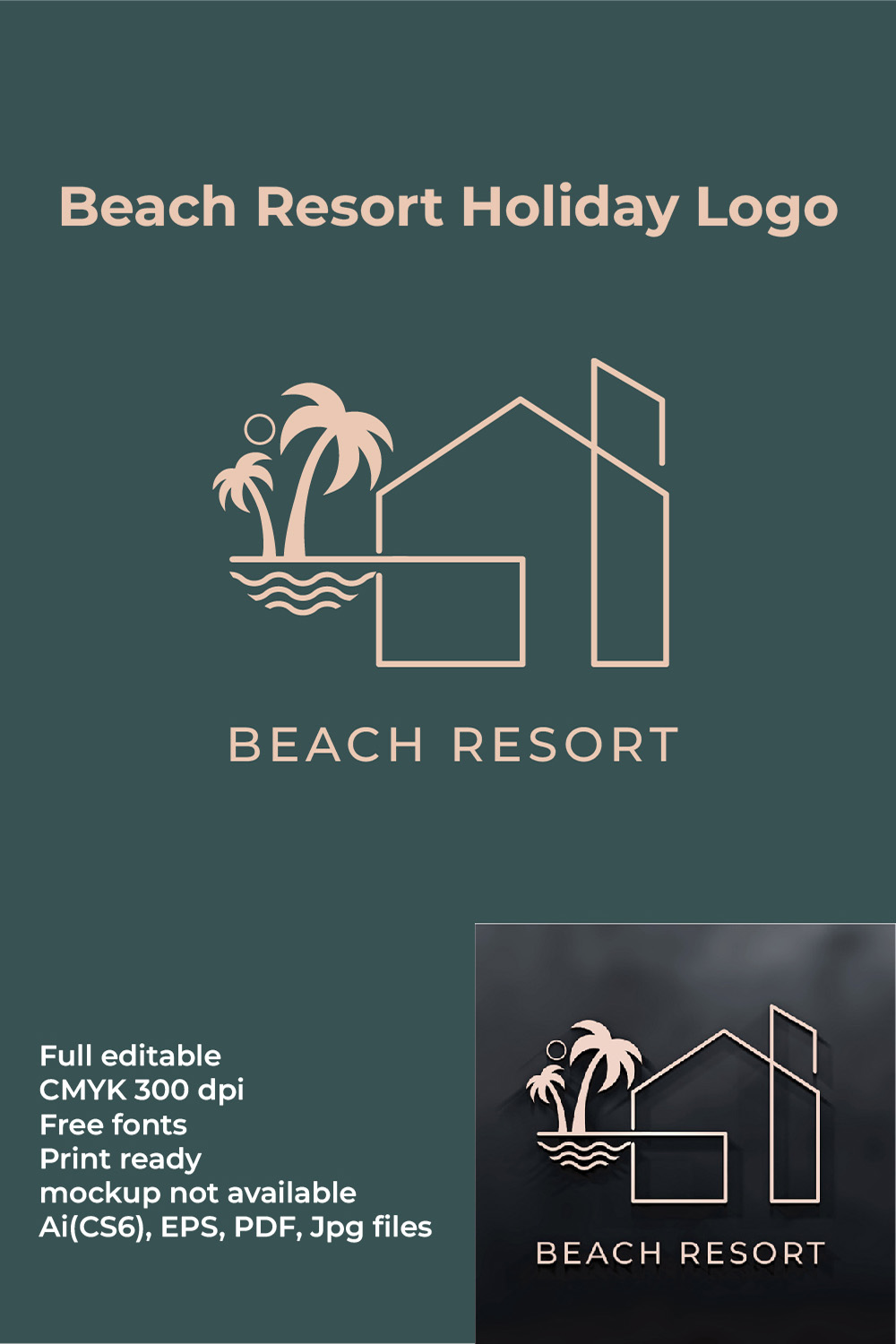 Holiday Beach Resort Logo pinterest preview image.