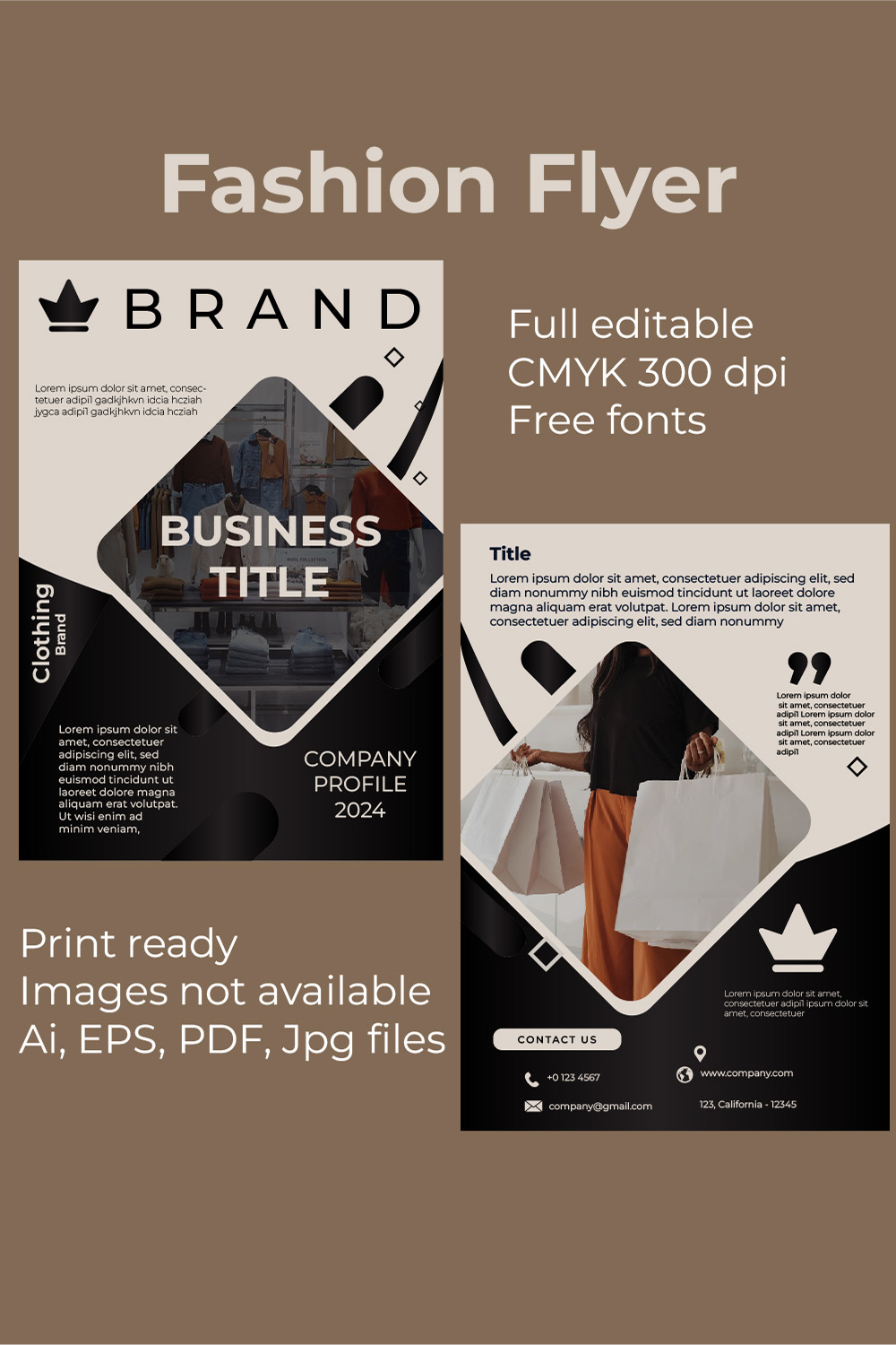 Creative Fashion Flyer Template pinterest preview image.