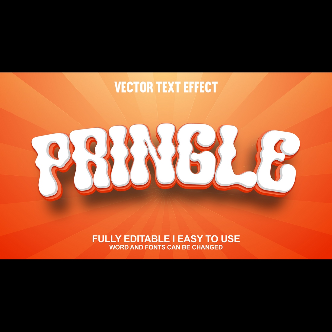 Fully Editable Vector 3D Text Effect preview image.