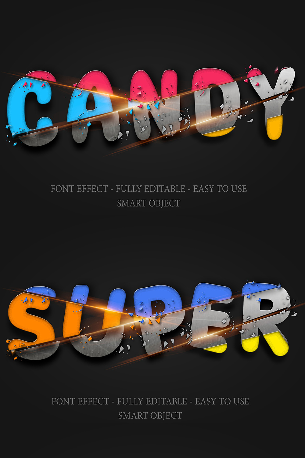 3D Font Colorful Iron Effect Template pinterest preview image.