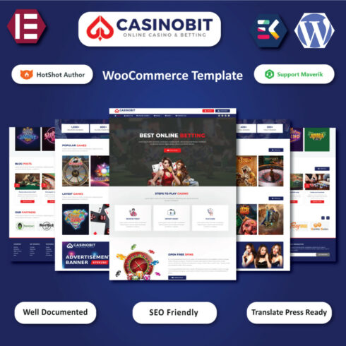 Casino Bit - Online Casino & Betting WordPress Elementor Template cover image.