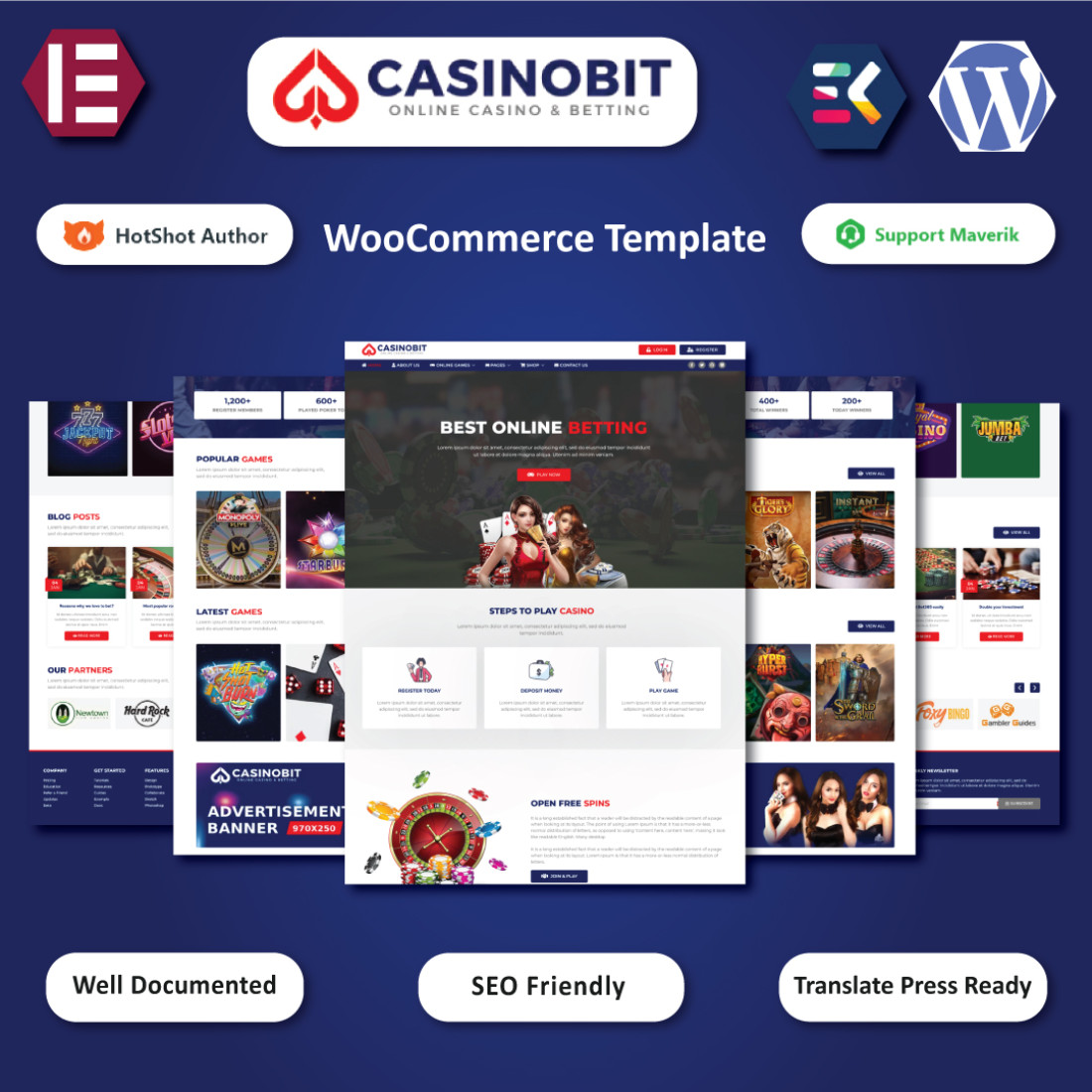 Casino Bit - Online Casino & Betting WordPress Elementor Template preview image.