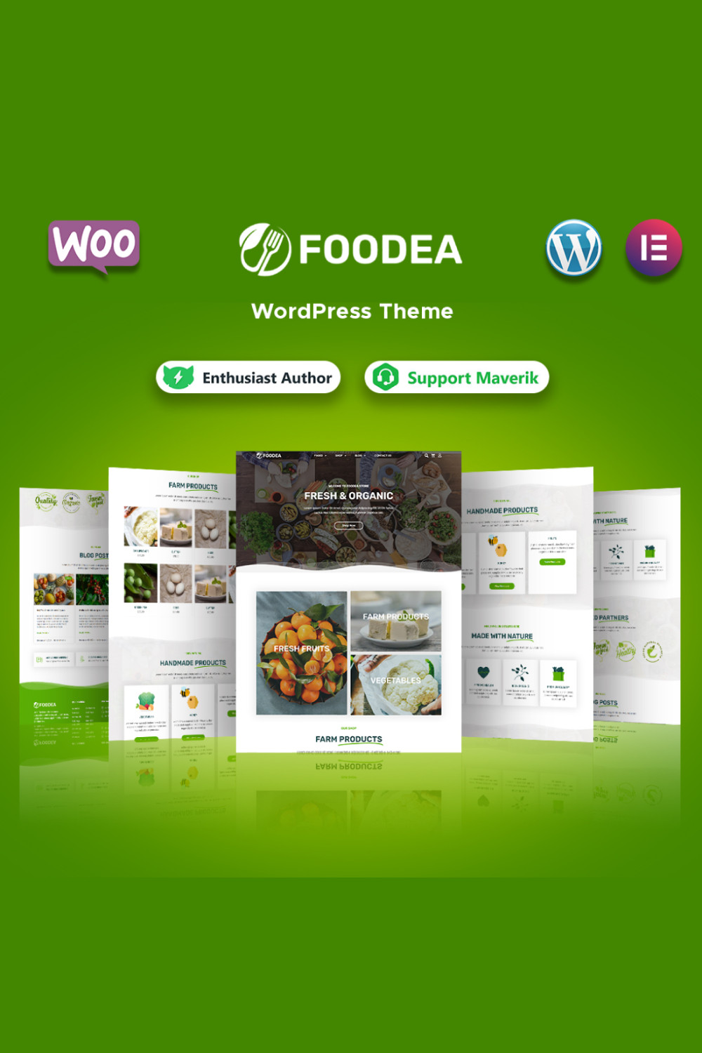 Foodea - Organic Food WordPress Elementor Template pinterest preview image.