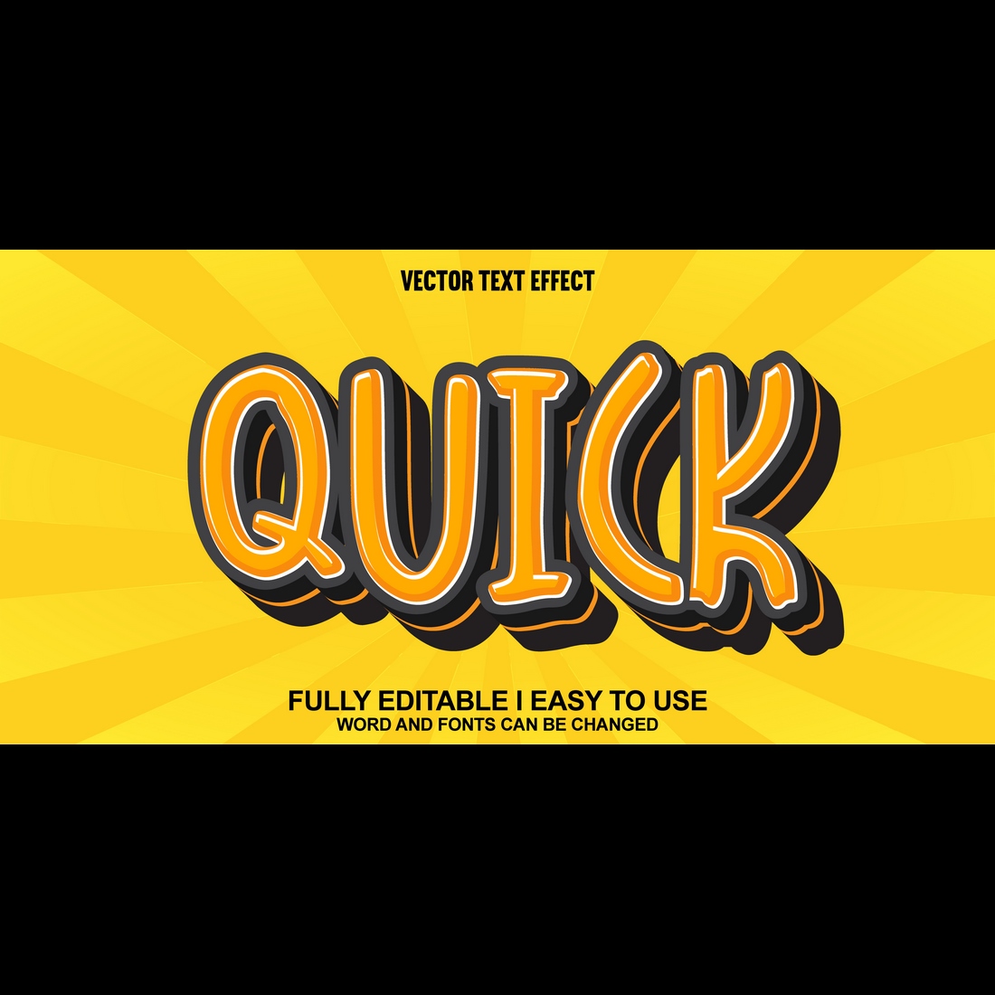 Fully Editable Vector 3D Text Effect preview image.