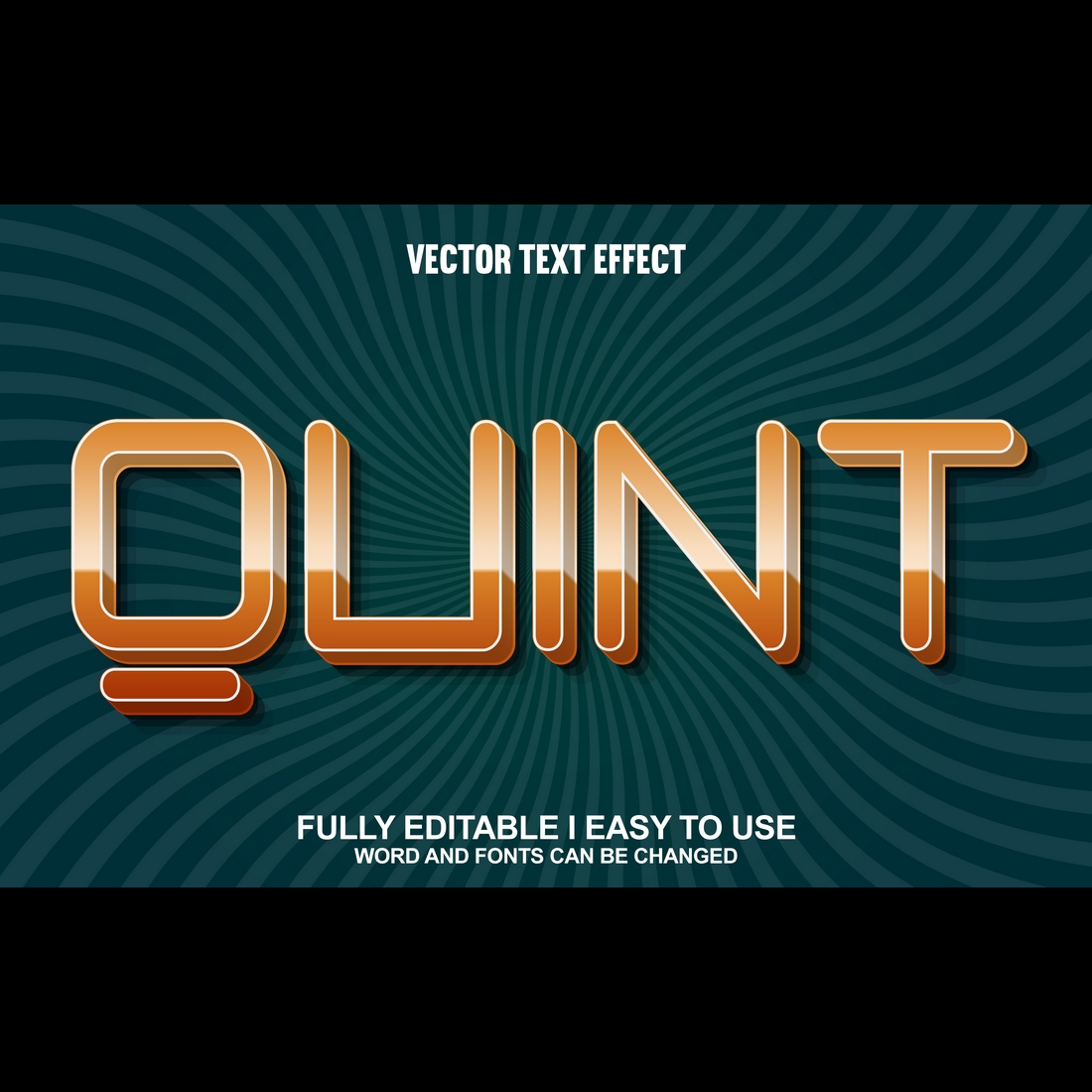 Fully Editable Vector 3D Text Effect preview image.