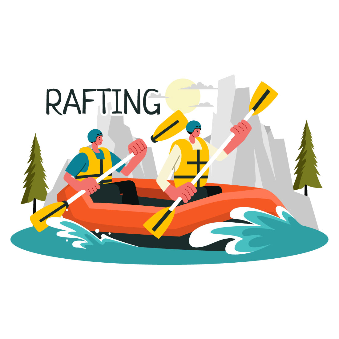 9 Rafting Sports Illustration preview image.