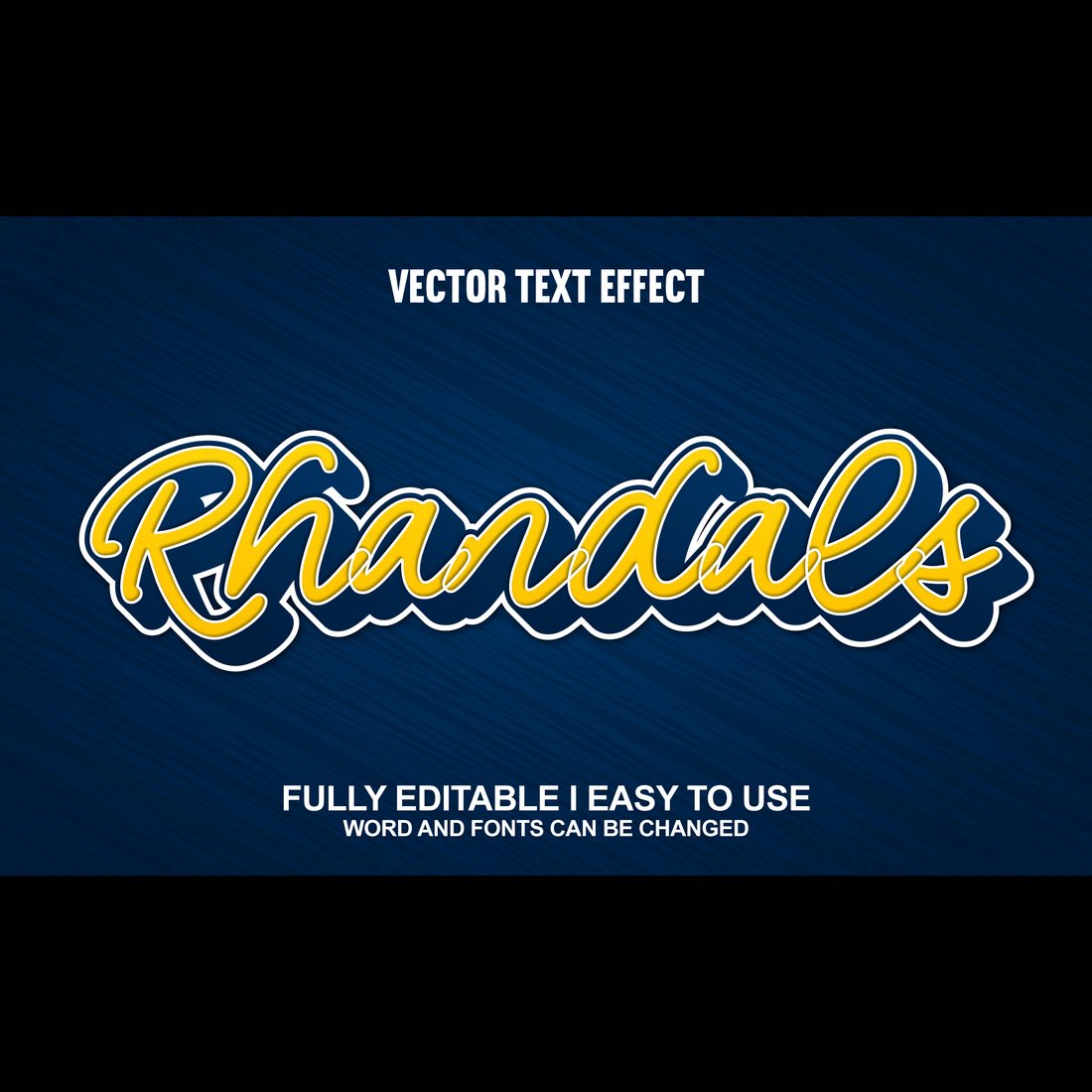 Fully Editable Vector 3D Text Effect preview image.