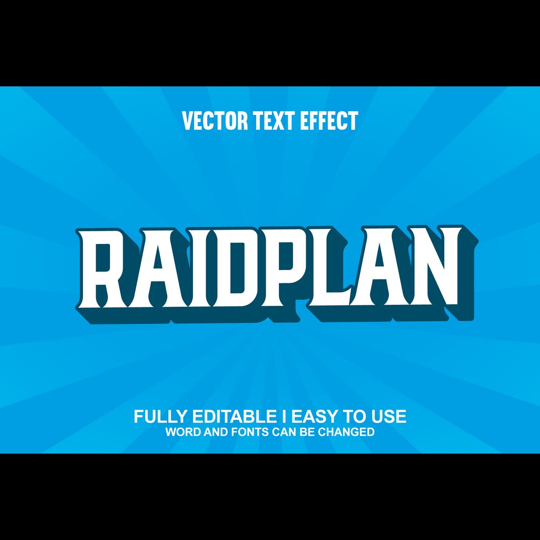 Fully Editable Vector 3D Text Effect preview image.