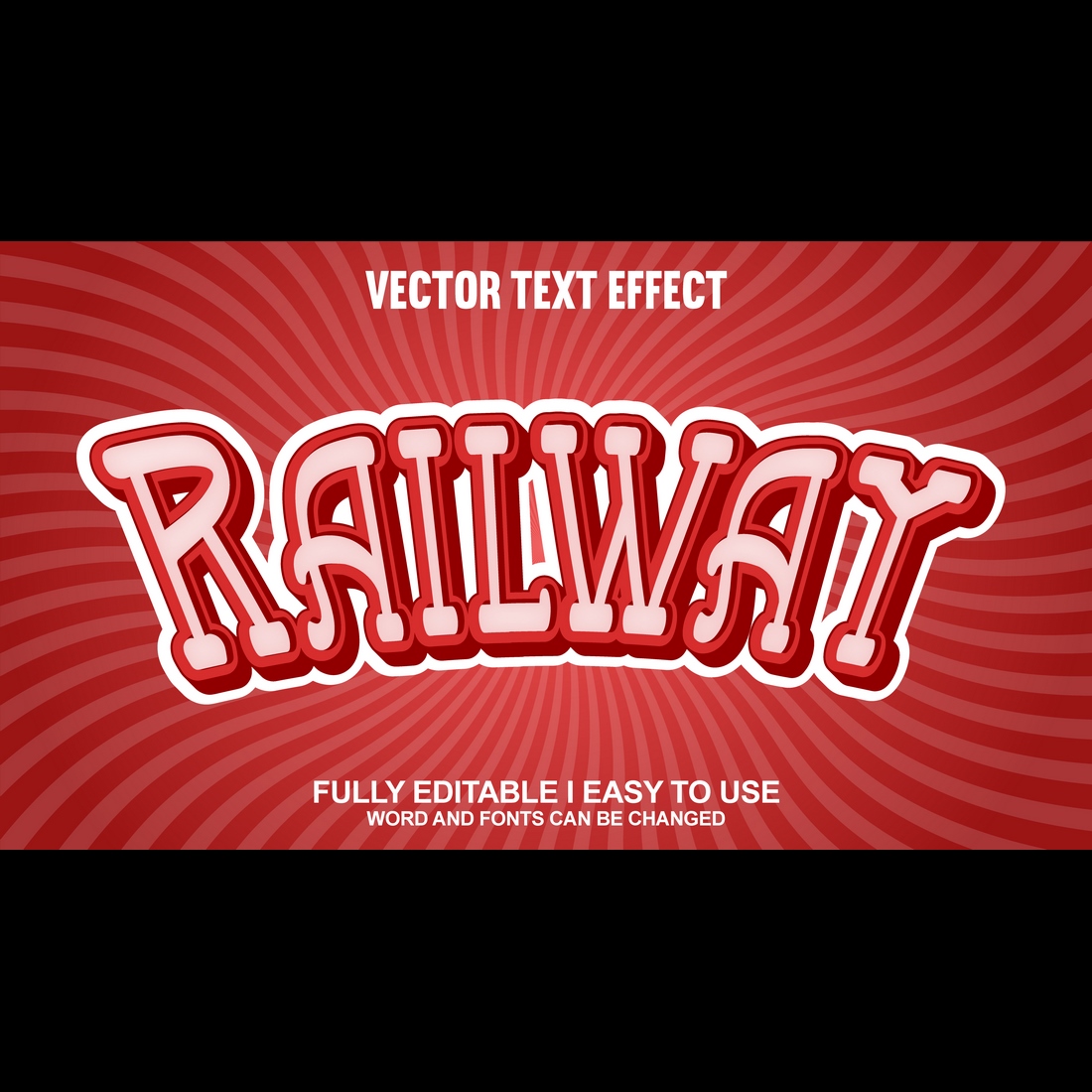 Fully Editable Vector 3D Text Effect preview image.