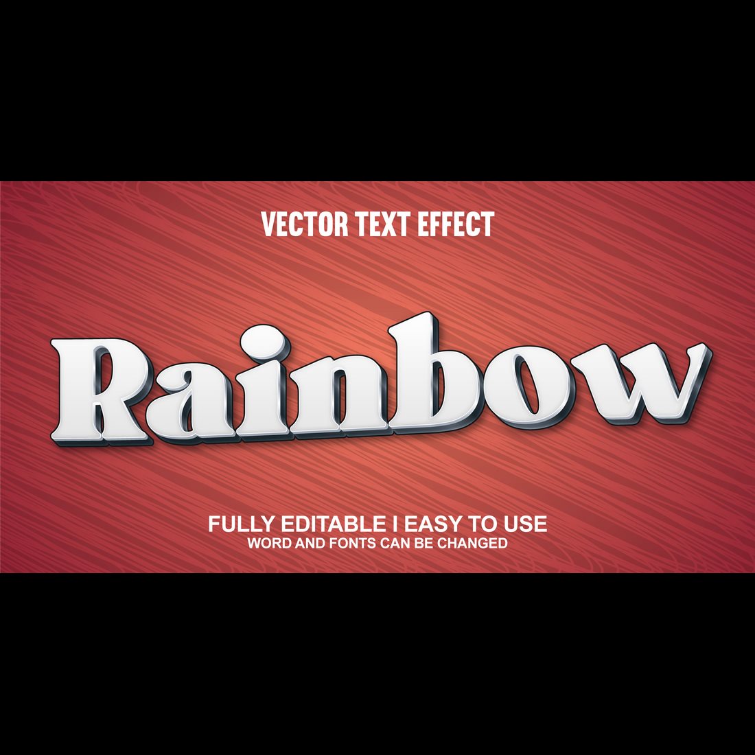 Fully Editable Vector 3D Text Effect cover image.