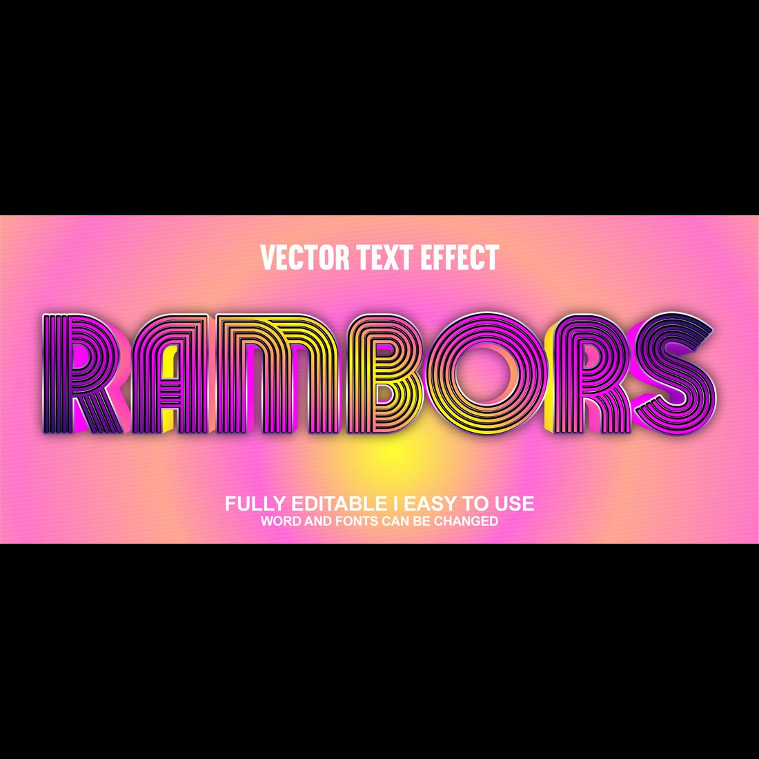 Fully Editable Vector 3D Text Effect cover image.