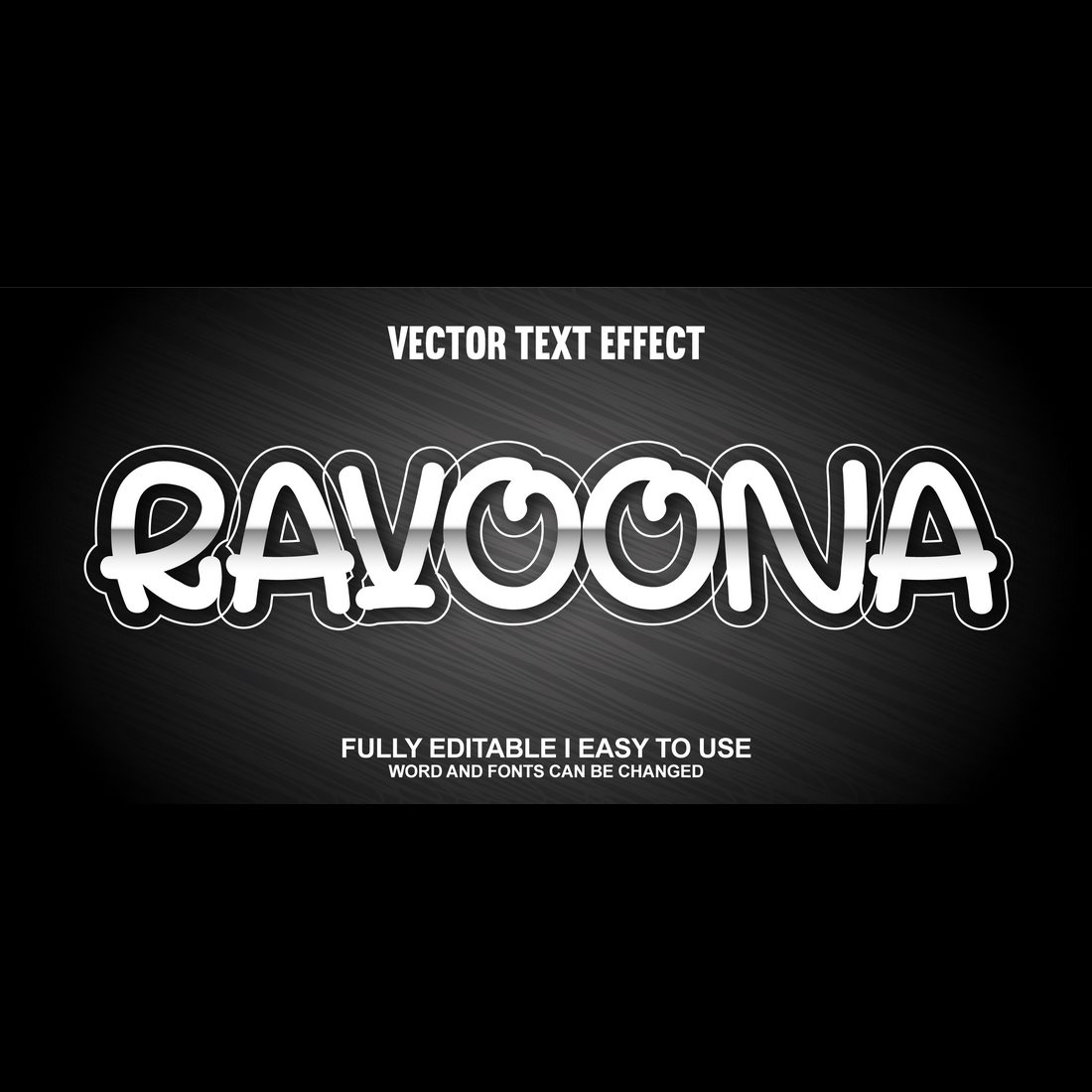 Fully Editable Vector 3D Text Effect preview image.