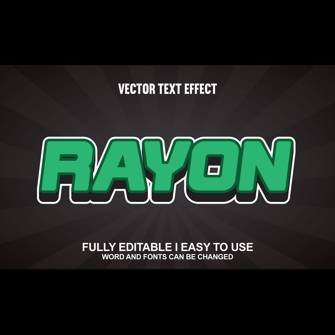 Fully Editable Vector 3D Text Effect preview image.