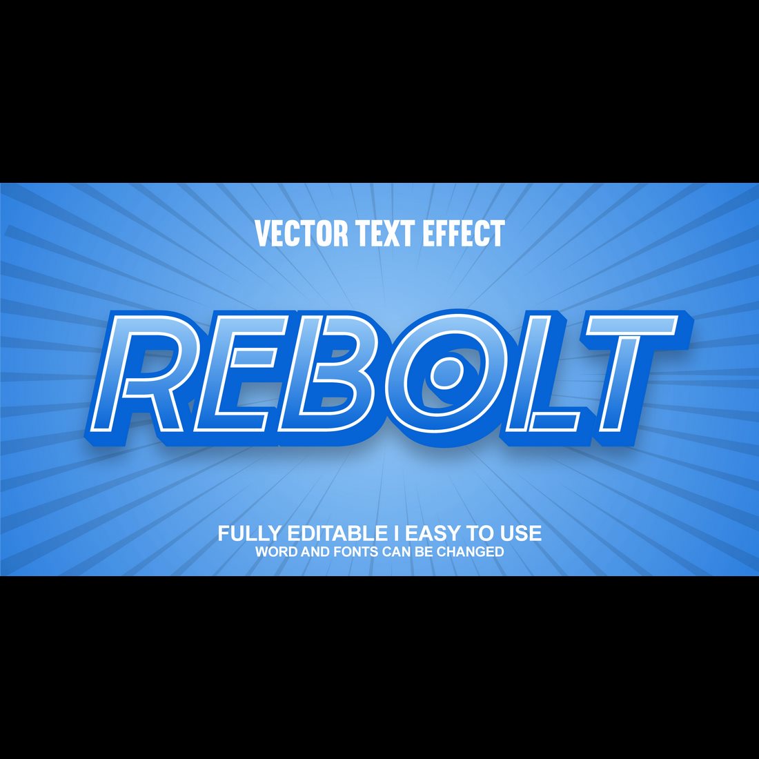 Fully Editable Vector 3D Text Effect preview image.