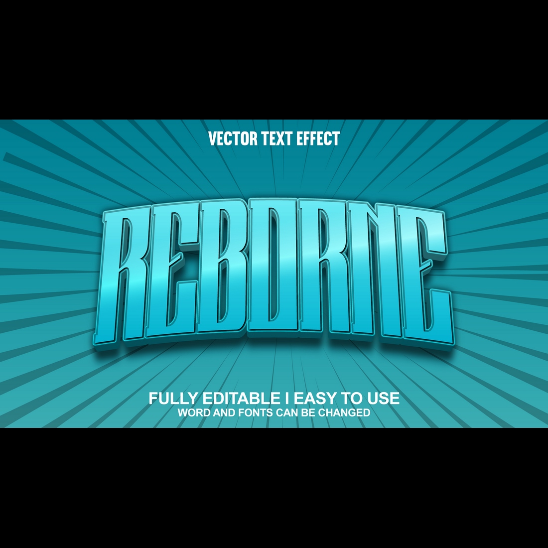 Fully Editable Vector 3D Text Effect preview image.