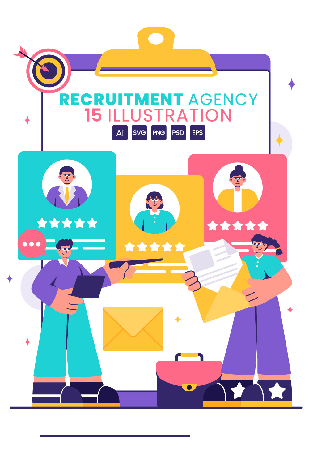 15 Recruitment Agency Illustration pinterest preview image.