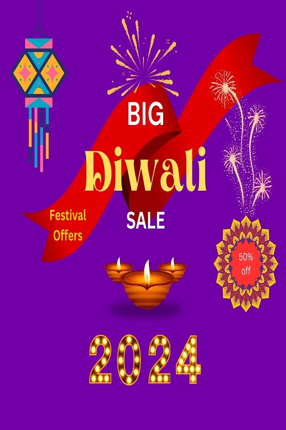 Diwali - Sale Poster Design Template pinterest preview image.