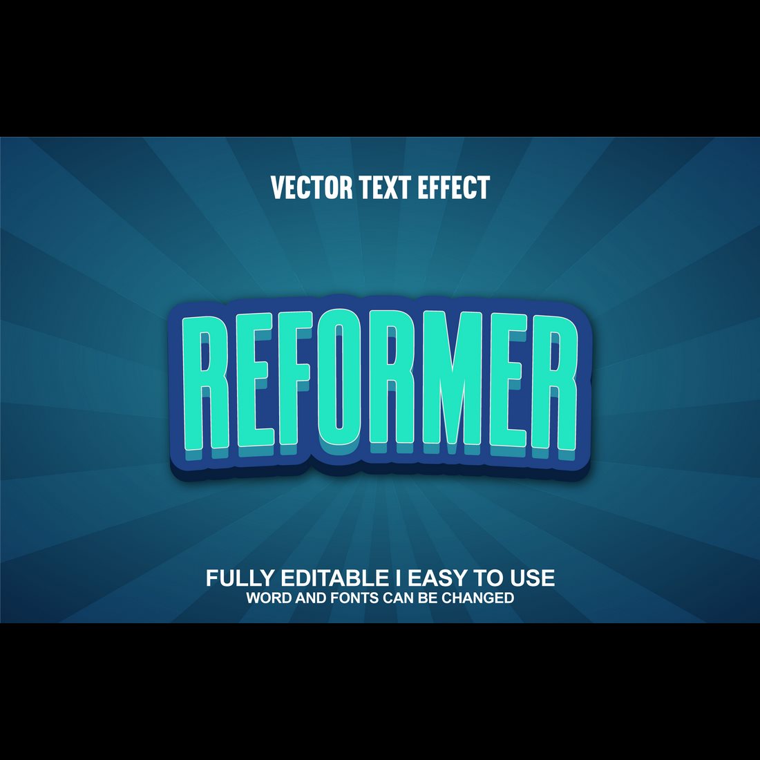 Fully Editable Vector 3D Text Effect preview image.