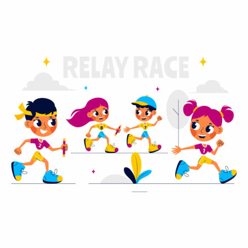 8 Relay Race Sports Illustration cover image.