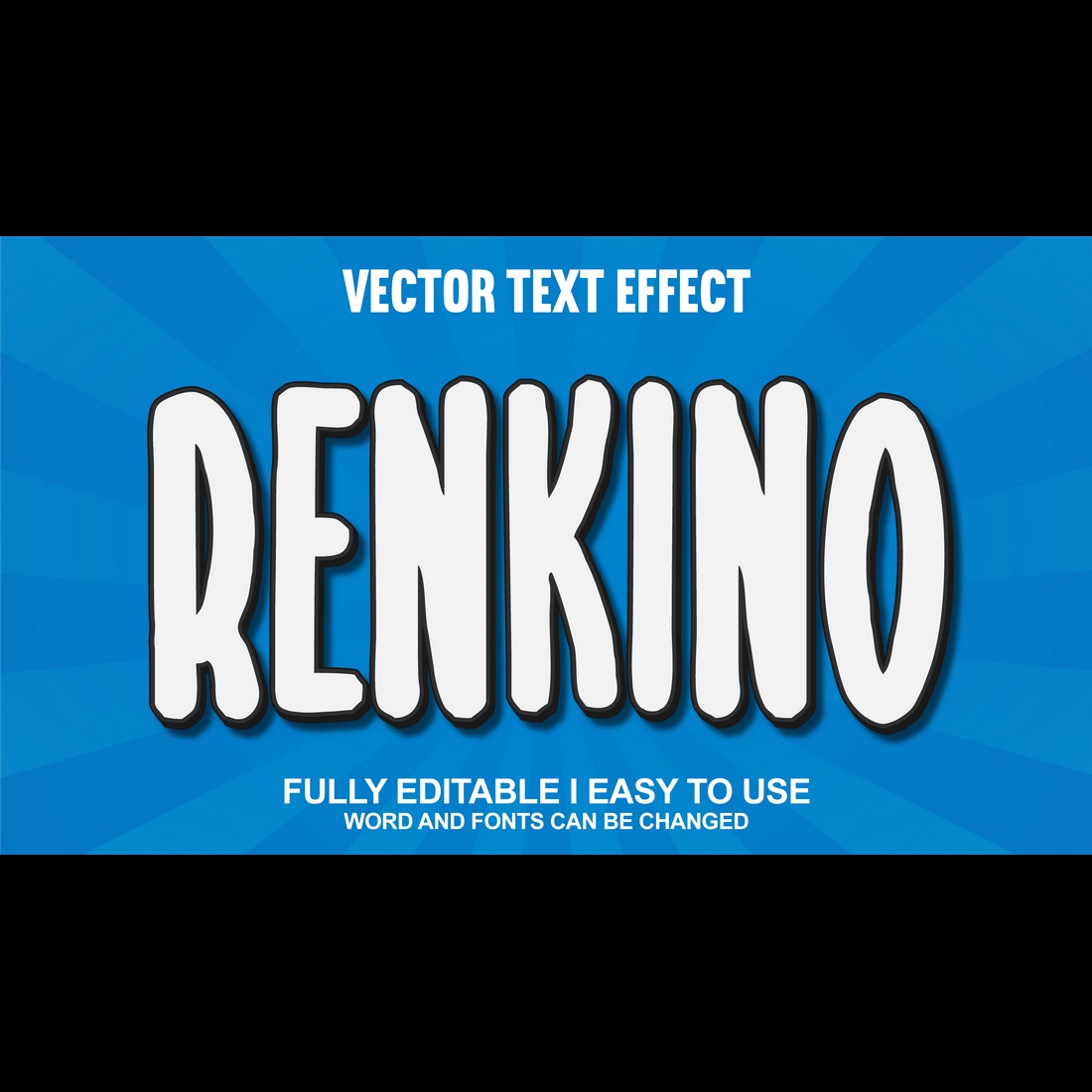 Fully Editable Vector 3D Text Effect preview image.