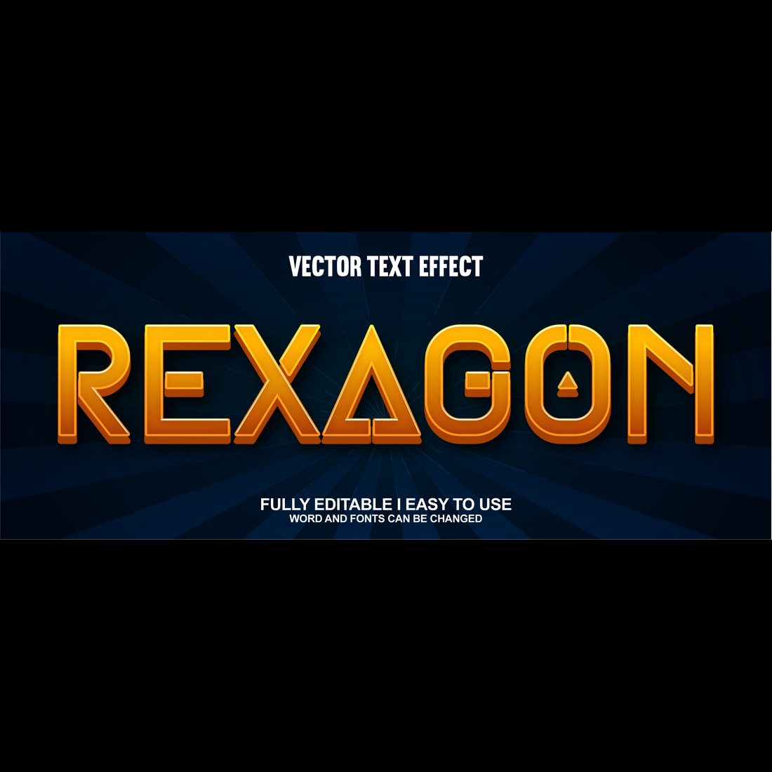 Fully Editable Vector 3D Text Effect preview image.