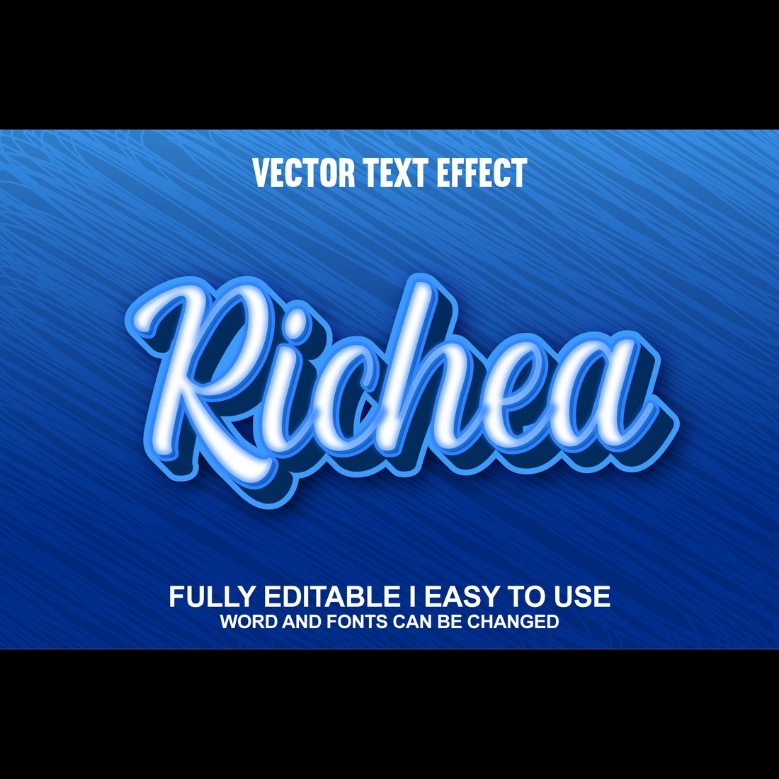 Fully Editable Vector 3D Text Effect preview image.