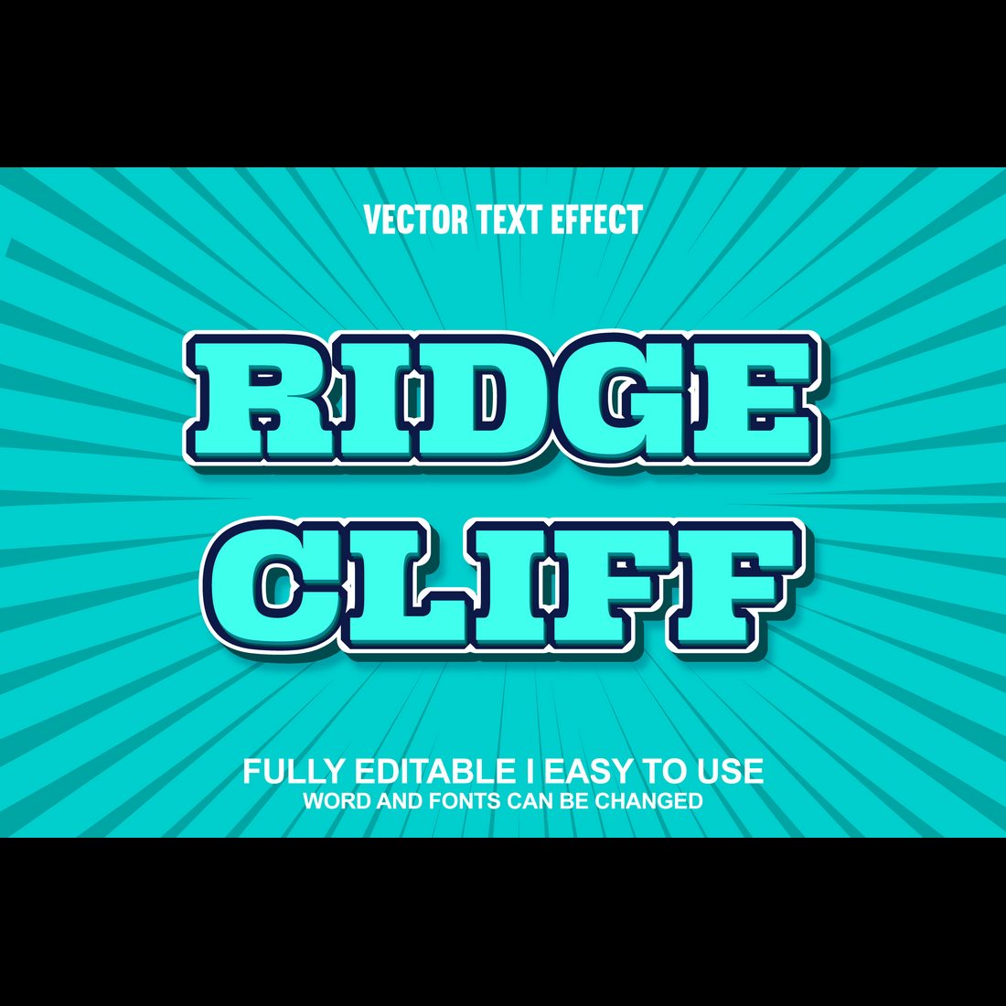 Fully Editable Vector 3D Text Effect preview image.