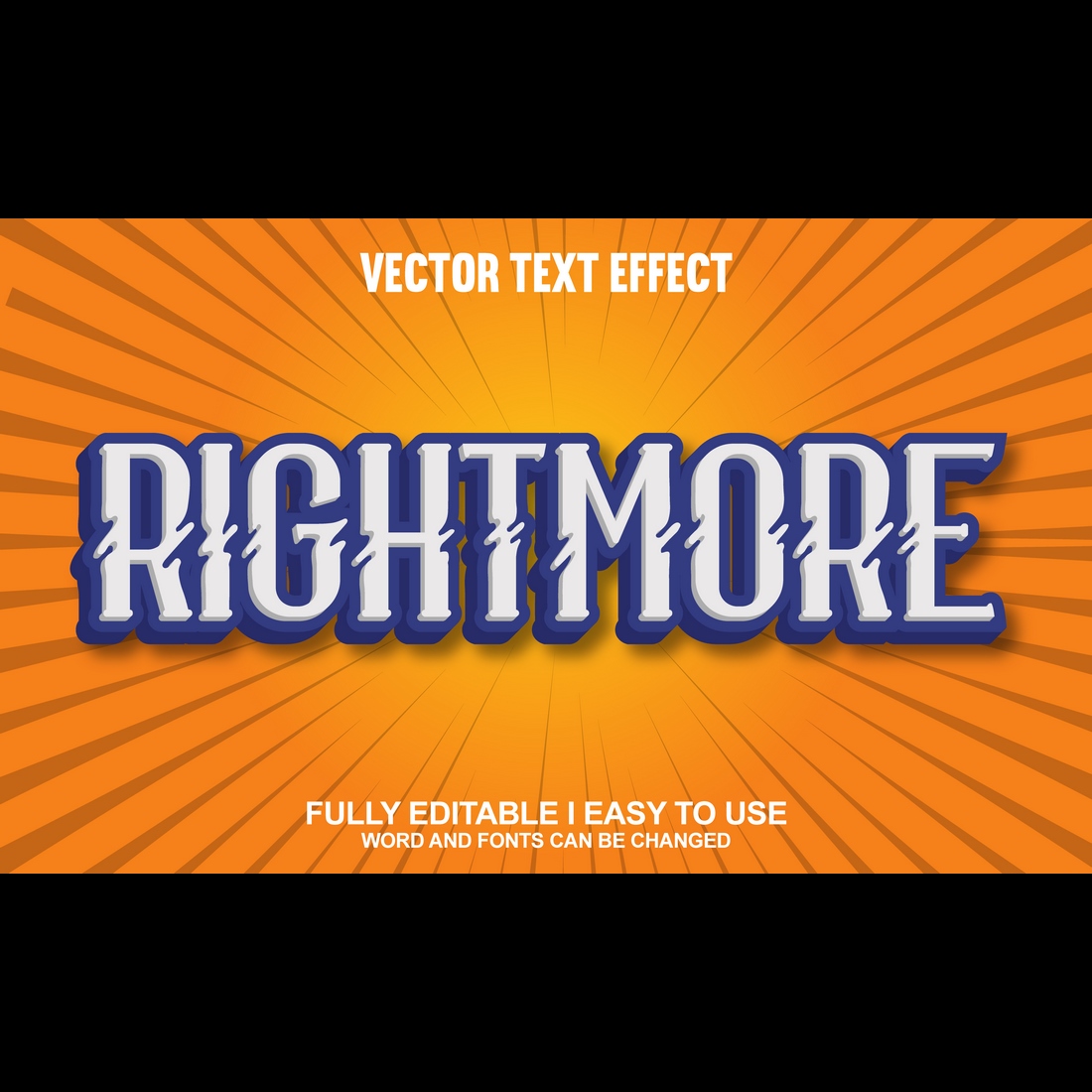 Fully Editable Vector 3D Text Effect preview image.