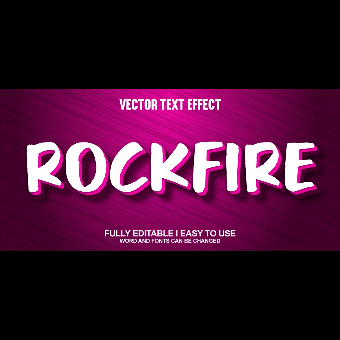 Fully Editable Vector 3D Text Effect preview image.