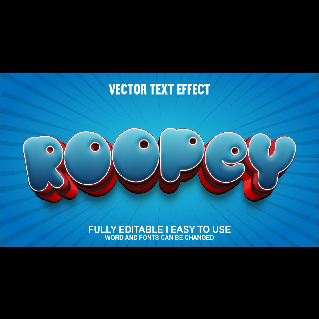 Fully Editable Vector 3D Text Effect preview image.