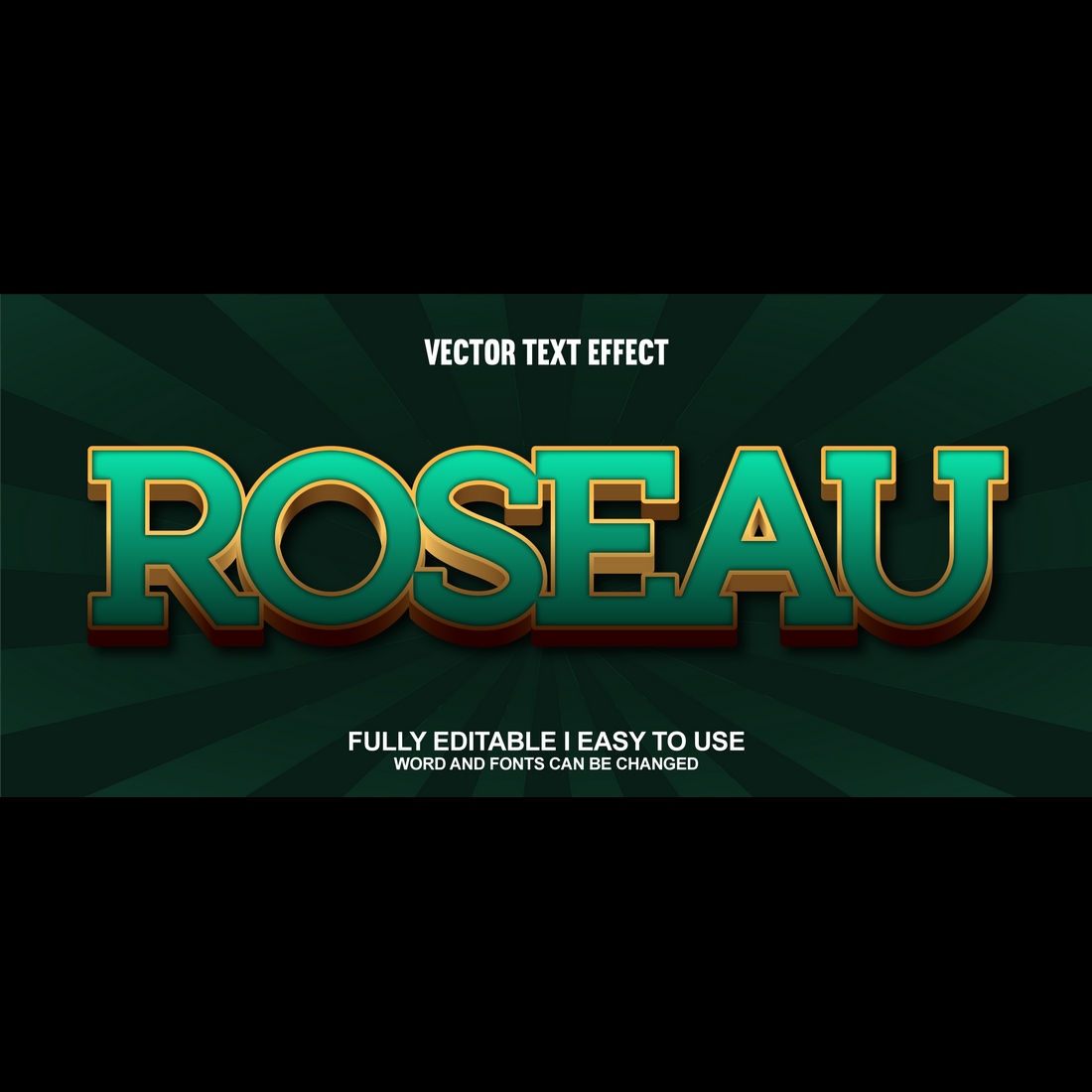 Fully Editable Vector 3D Text Effect preview image.