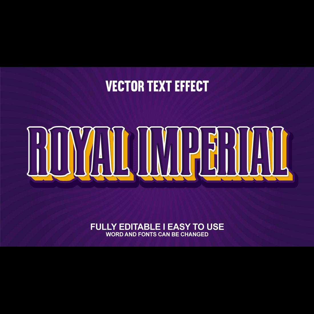 Fully Editable Vector 3D Text Effect preview image.