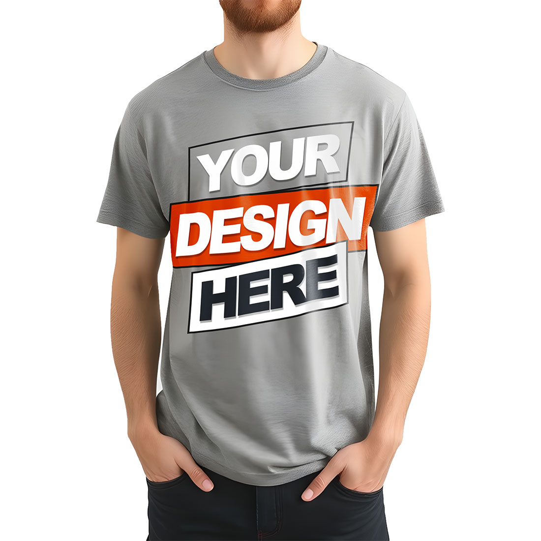 Heather Gray T-Shirt Man Mockup cover image.