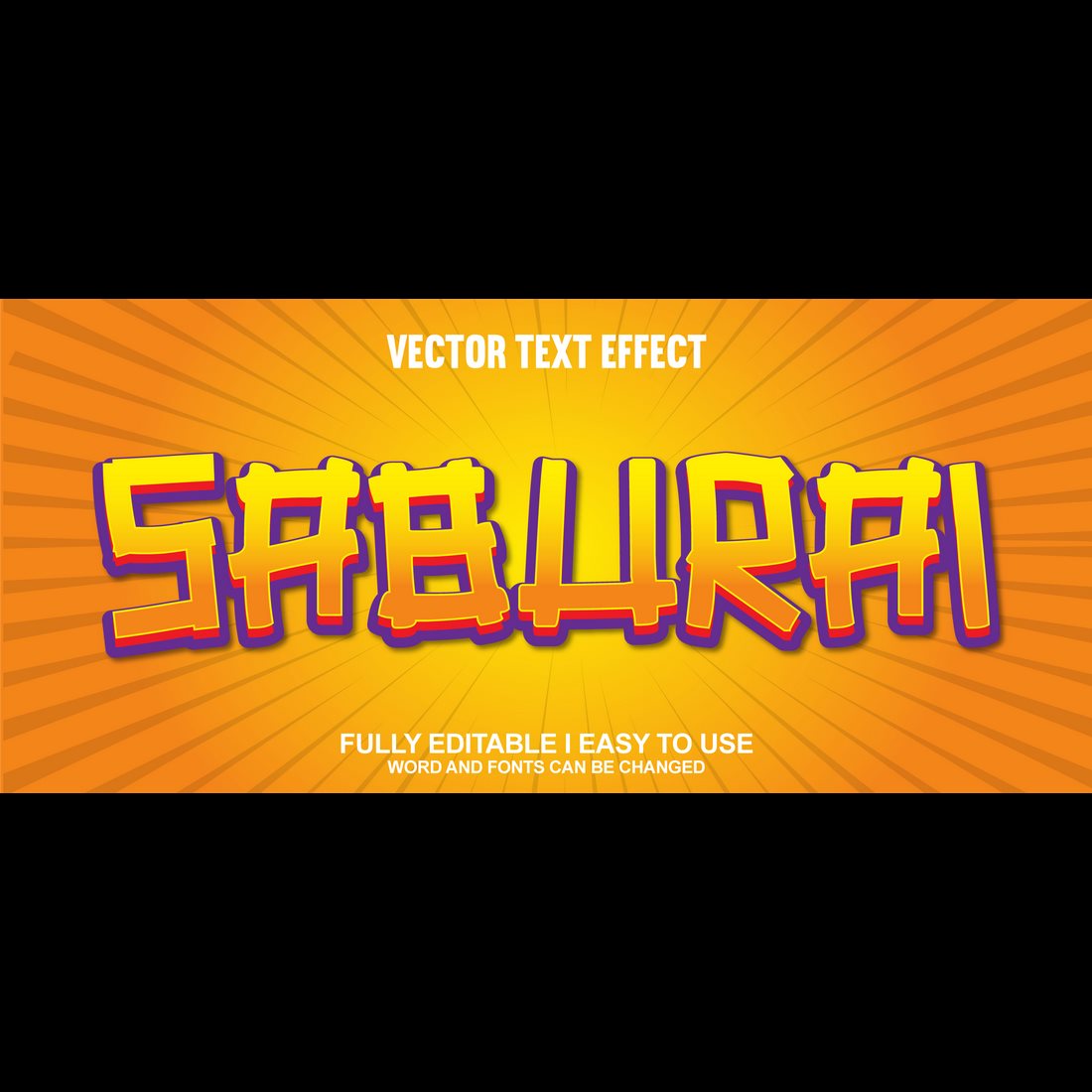 Fully Editable Vector 3D Text Effect preview image.