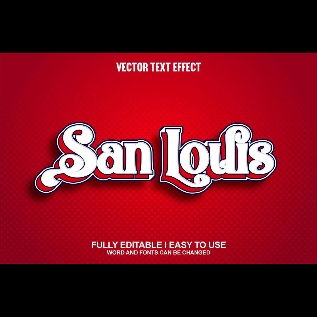 Fully Editable Vector 3D Text Effect preview image.