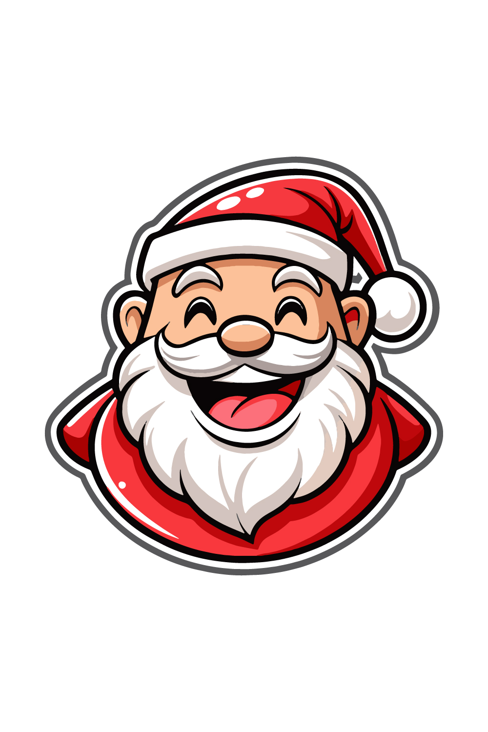 Cheerful Santa Claus Face Vector Illustration pinterest preview image.