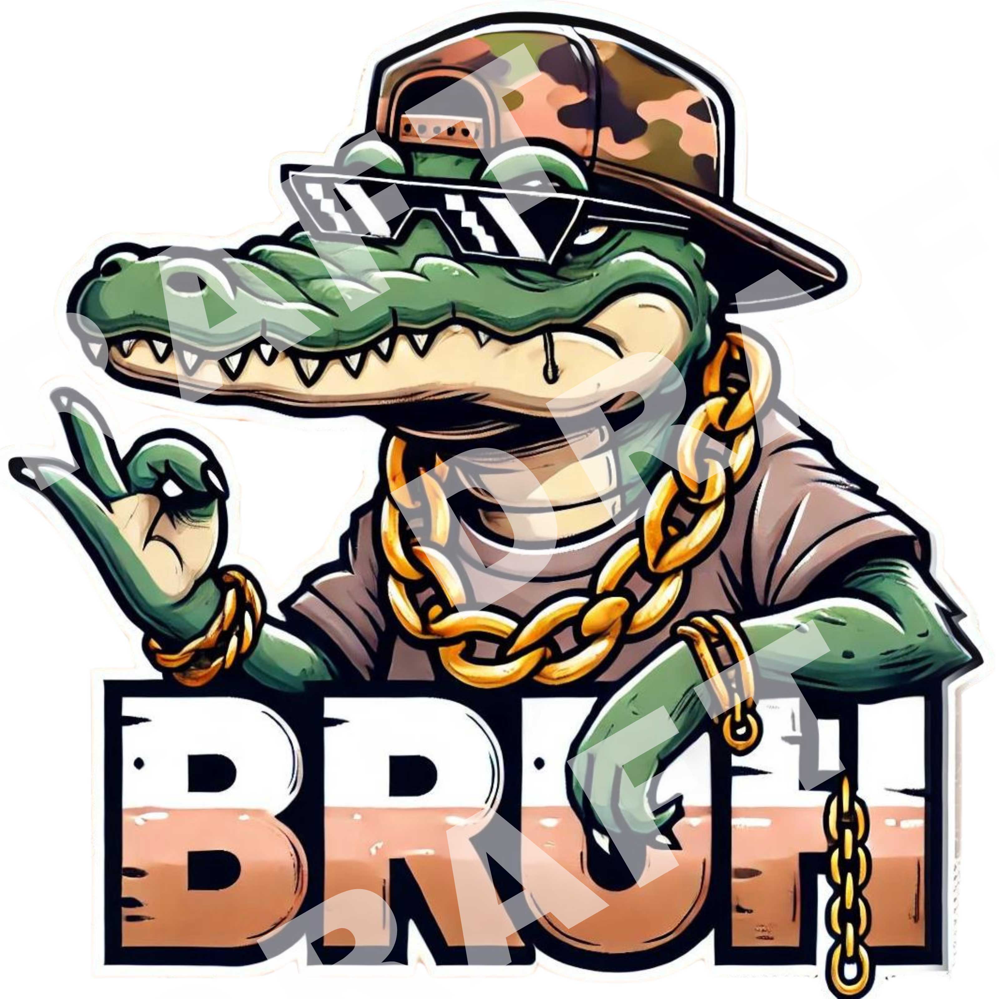 #1 Aligator 'BRUH' PNG Sublimation | Aligator Cap PNG | Funny Aligator png | Bruh png Boys badass Digital Download | kids badass design cover image.