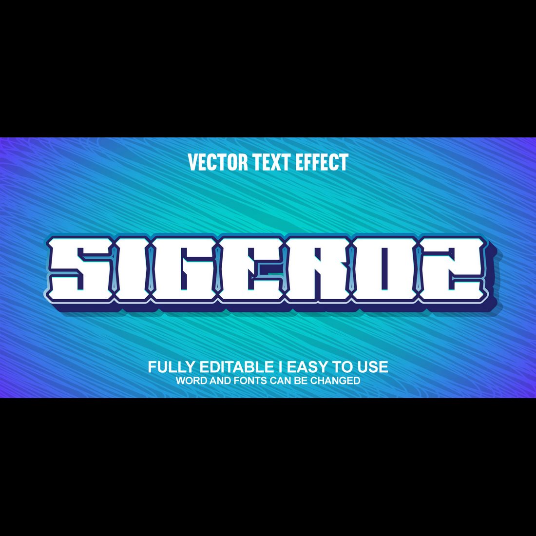 Fully Editable Vector 3D Text Effect preview image.